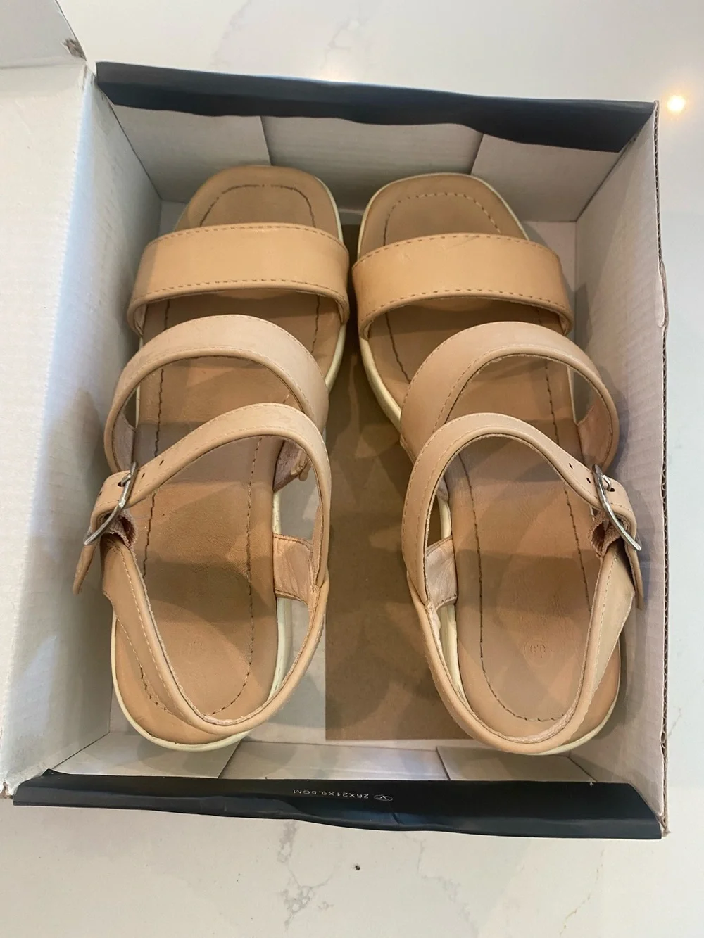 Women's Beige Platform Sandals with White Lug Sole 5.5 size